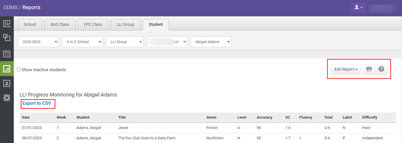 LLI Student Progress Monitoring Report Overview in Heinemann Fountas ...