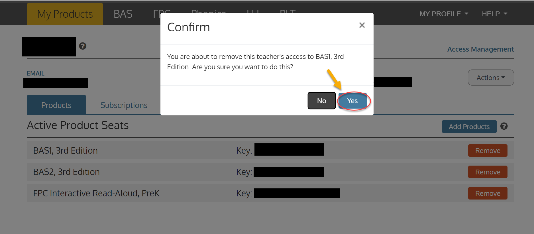 Removing Products from a Teacher's Account in Heinemann F&amp;P Resources