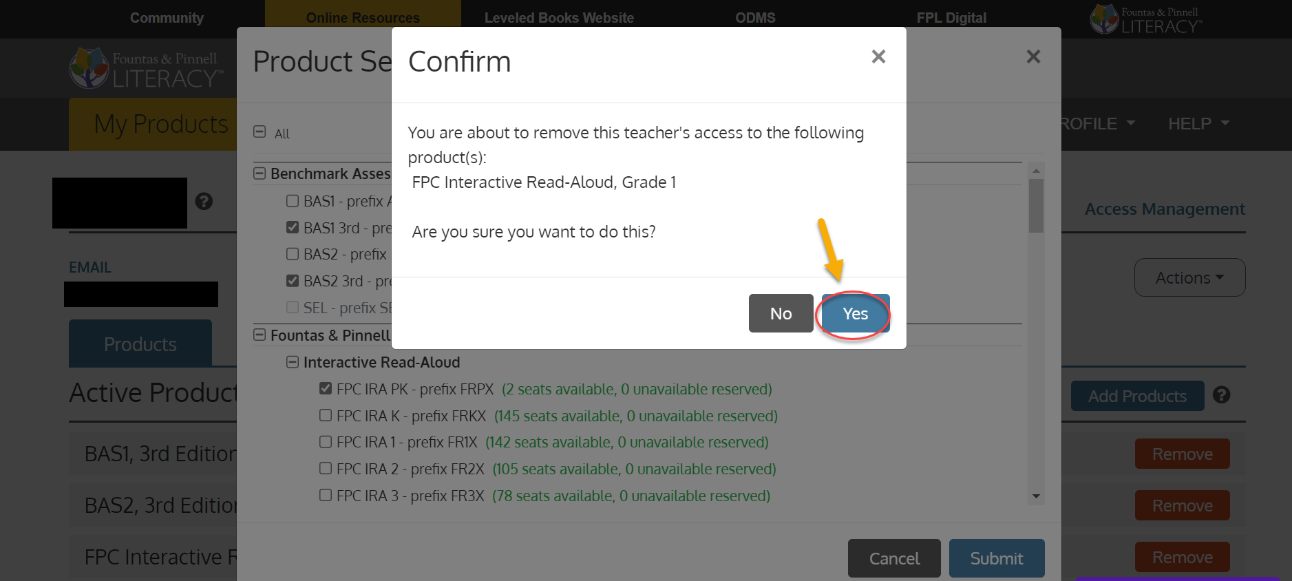 Removing Products from a Teacher's Account in Heinemann F&amp;P Resources