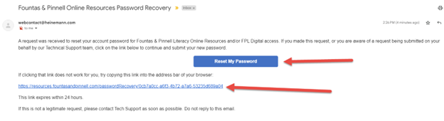 Resetting Your Password For Your Heinemann F&amp;P Online Resources Account