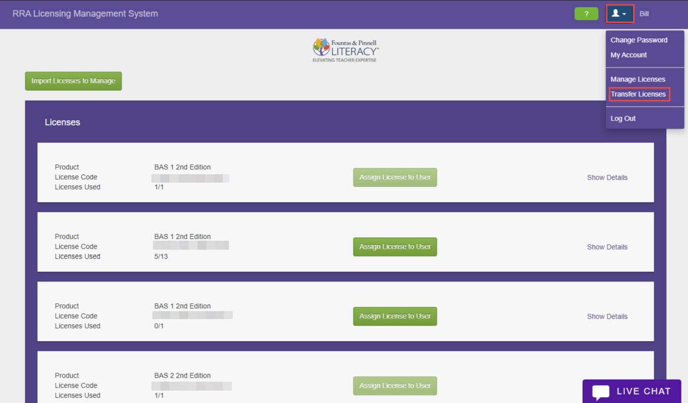 Transferring Licenses on Heinemann Fountas & Pinnell License Management ...