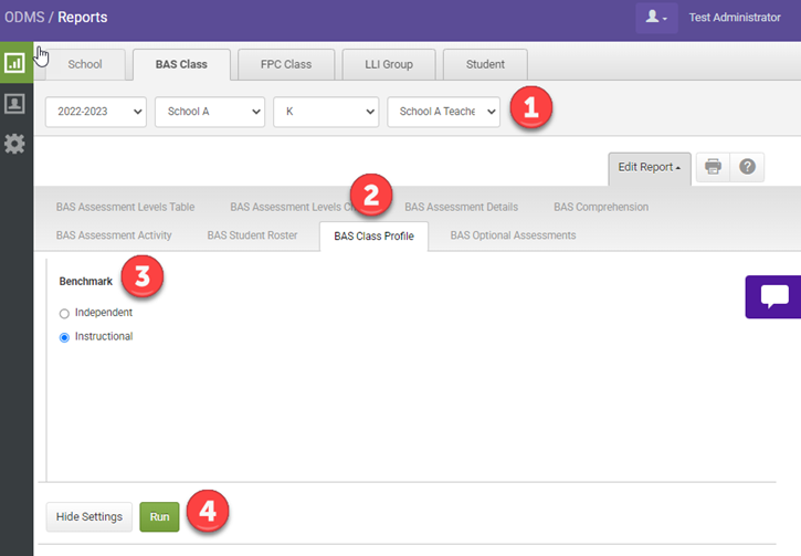 BAS Class Profile Report Overview on Heinemann Fountas & Pinnell Online ...