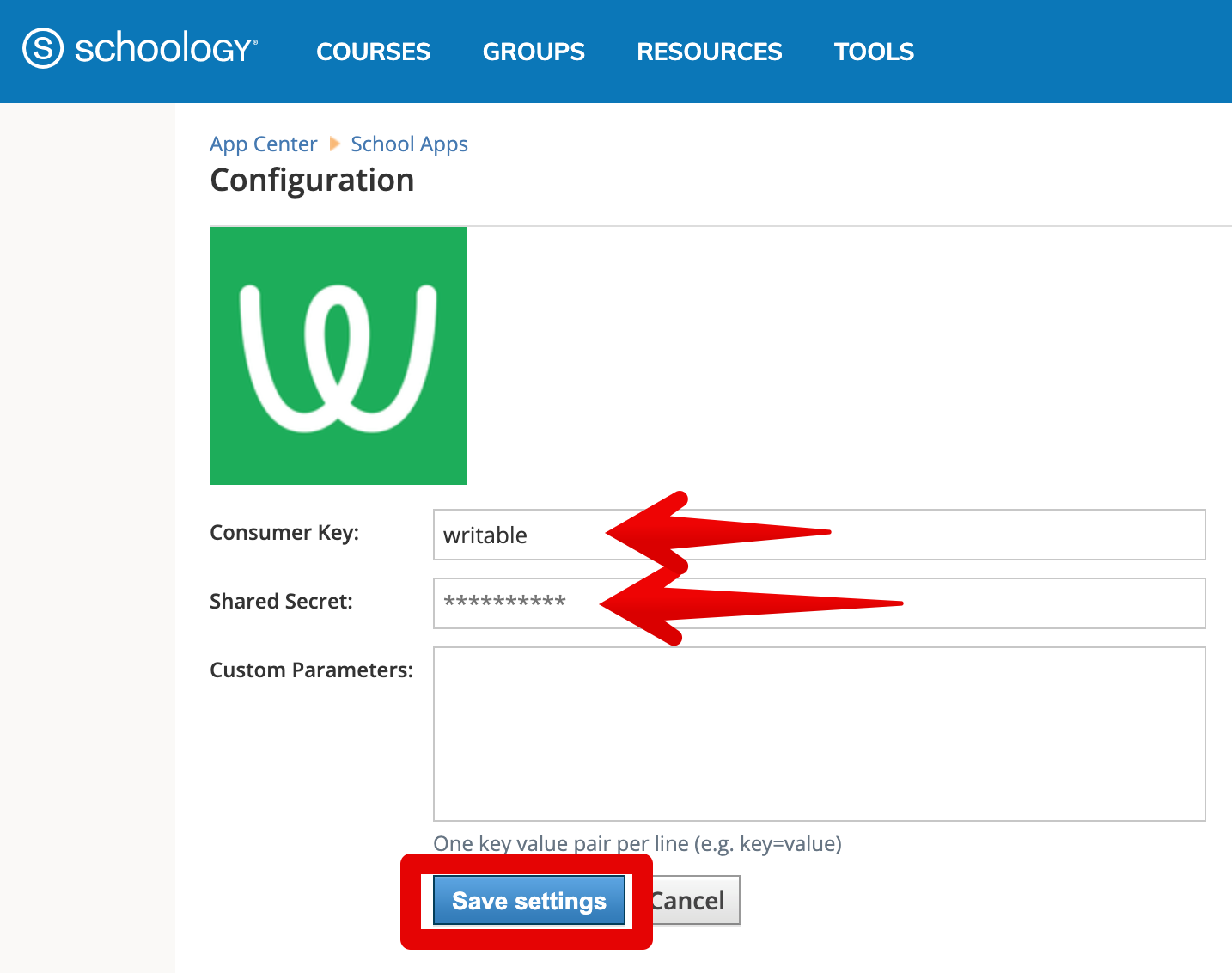 Setting Up Writable for HMH Ed for Schoology as an Administrator