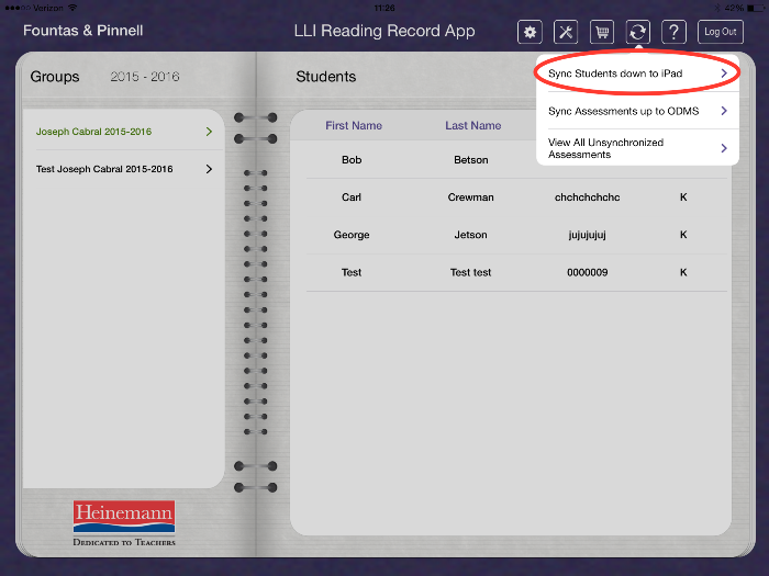 Adding Students On The Heinemann Fountas Pinnell Assessment Lli