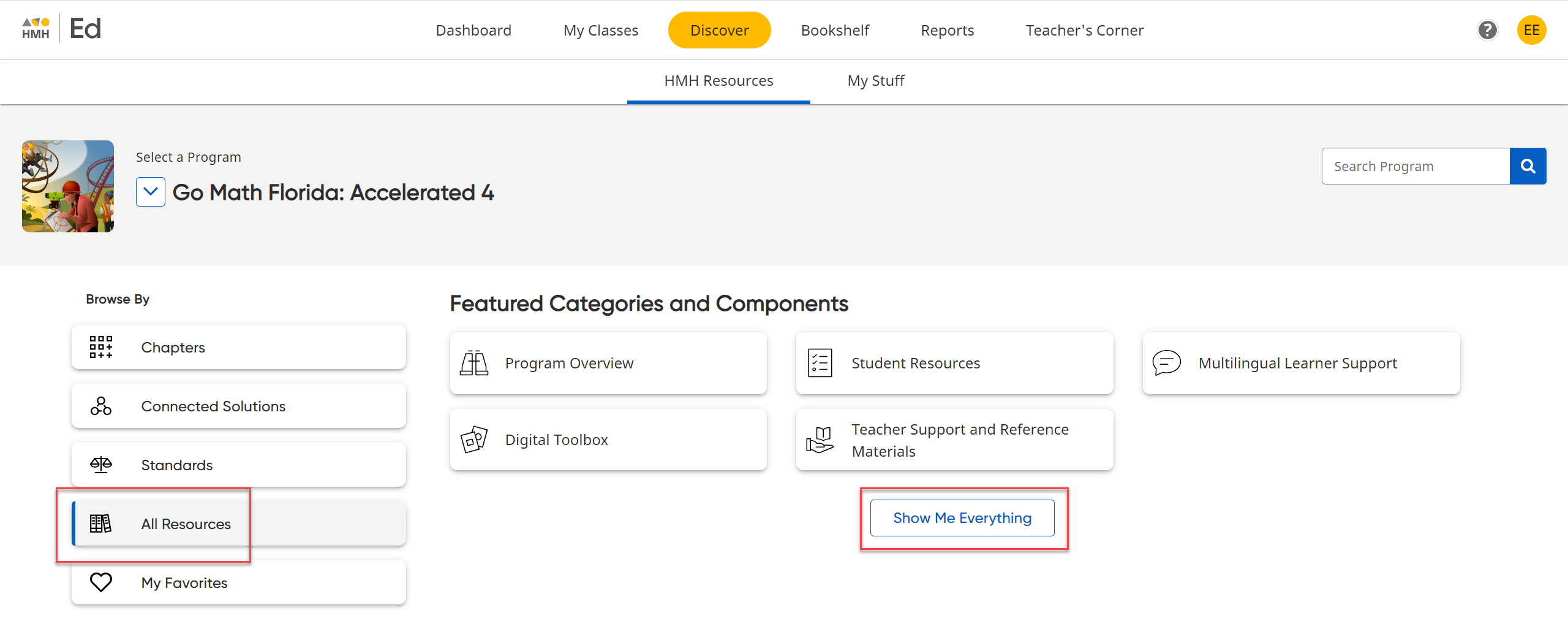 Locating Go Math on HMH Ed Florida Accelerated Chapter Tests