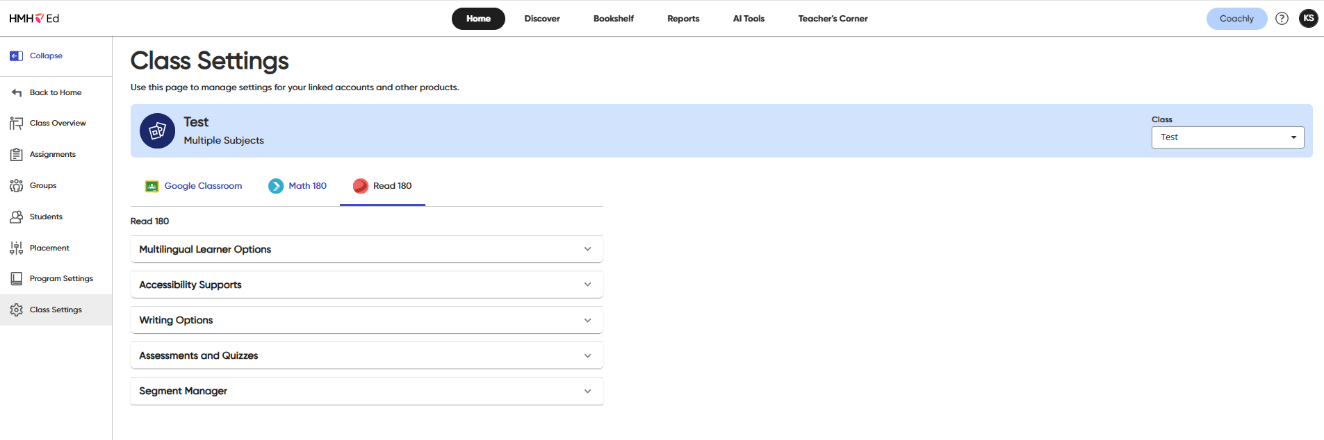 Manage Read 180 Segments for Classes and Students in HMH Ed as a Teacher